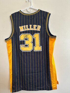 REGGIE MILLER SIGNED INDIANA PACERS AUTOGRAPHED ADIDAS JERSEY w/COA - XL - 1